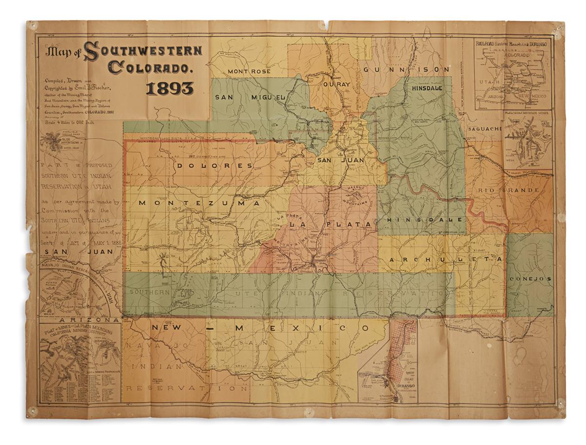 FISCHER, EMIL B. Map of Southwestern Colorado.